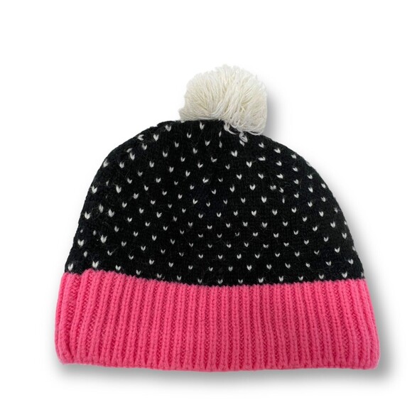 THE NORTH FACE POM POM BEANIE PINK POLKA DOT YOUTH MEDIUM - Picture 2 of 7